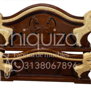 Cama en Maciza decorada con Caballos
