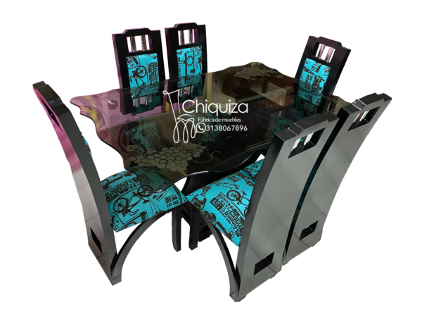 Comedor deco tapizado en la espalda de tubos, negro
